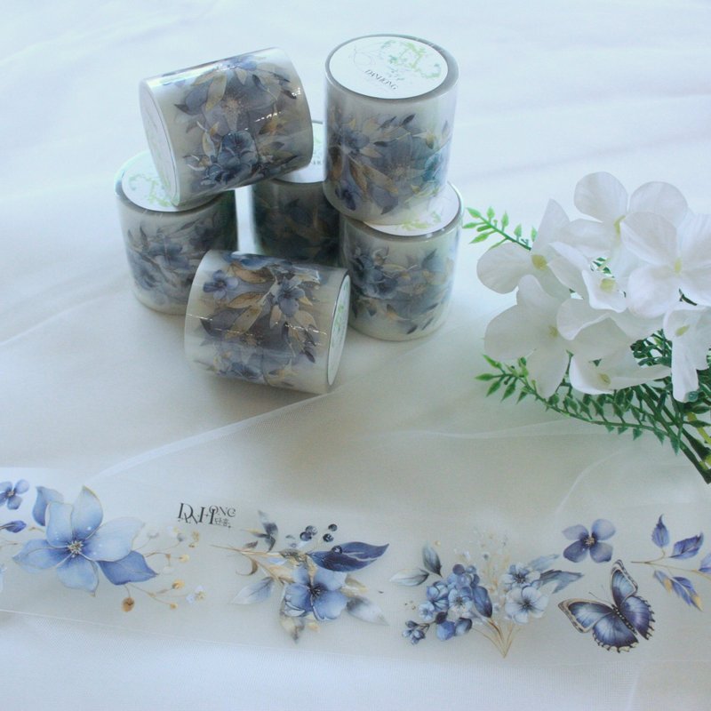 屏蔽胶带_花卉_蓝色蝴蝶_单一图案 - 贴纸 - 塑料 