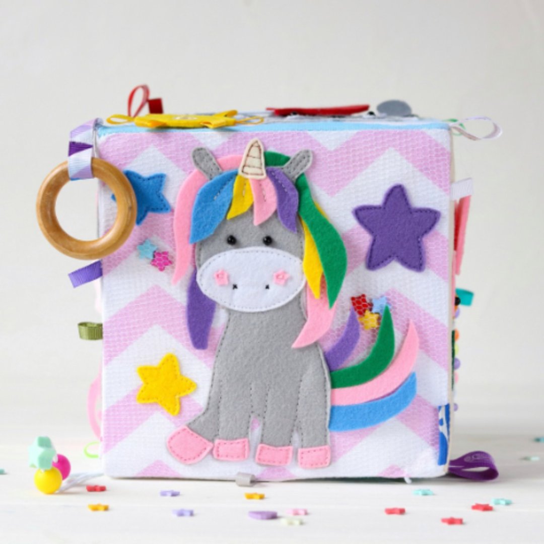 Felt soft Cube BABY GIRL, montessori toys, quiet book - 玩具/玩偶 - 棉 