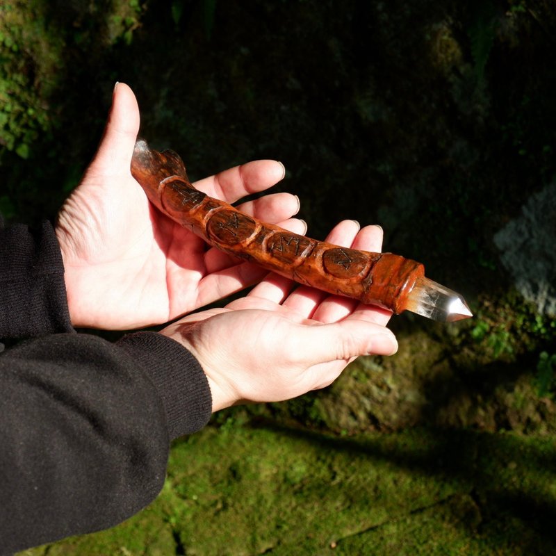 快速出货天使之刀白水晶魔法棒-四大天使符号四大元素北欧风格奥 - 摆饰 - 水晶 咖啡色