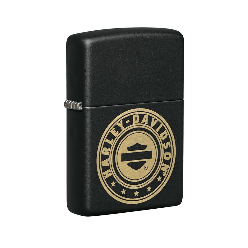 【ZIPPO官方旗舰店】 Harley 金色盾牌徽章防风打火机 49197 - 其他 - 铜/黄铜 黑色