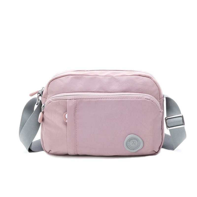 【金安德森】 River 皱褶感拉链前袋斜侧包-粉紫 - 侧背包/斜挎包 - 尼龙 紫色