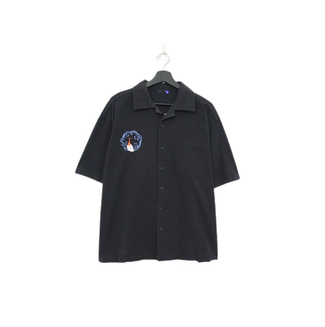 Back to Green-刺绣短袖衬衫 彩绘锦鲤 ss-19// vintage shirt - 男装衬衫 - 棉 