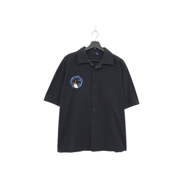 Back to Green-刺绣短袖衬衫 彩绘锦鲤 ss-19// vintage shirt - 男装衬衫 - 棉．麻 