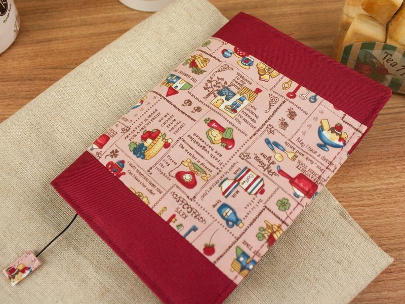 【书の衣】限量 A6/50K 可调式多功能棉布书衣/棉布书套-E生活/粉 - 书衣/书套 - 棉．麻 