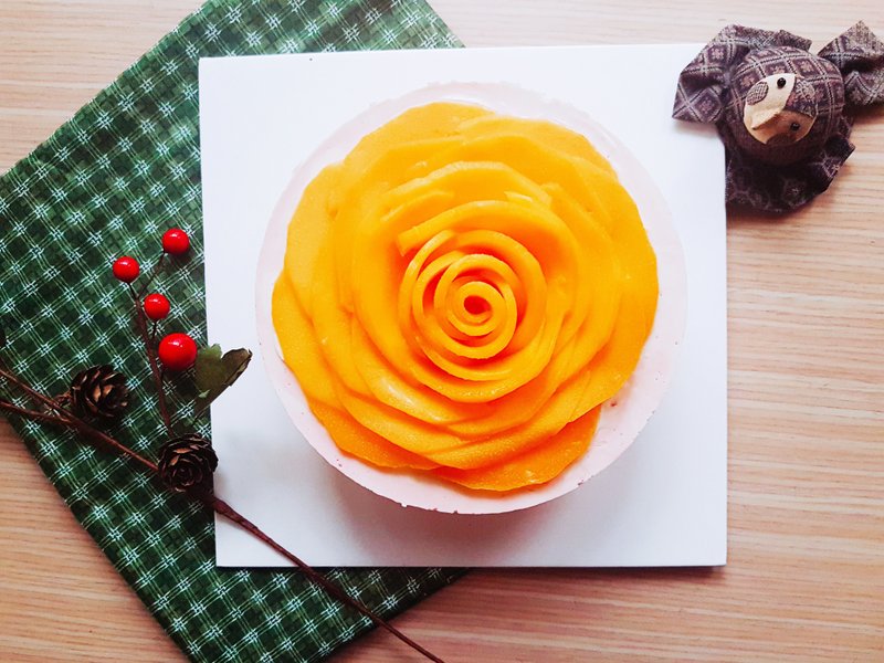 【夏季单品】绽放的甜の芒果生奶酪蛋糕 6寸 - 蛋糕/甜点 - 新鲜食材 橘色