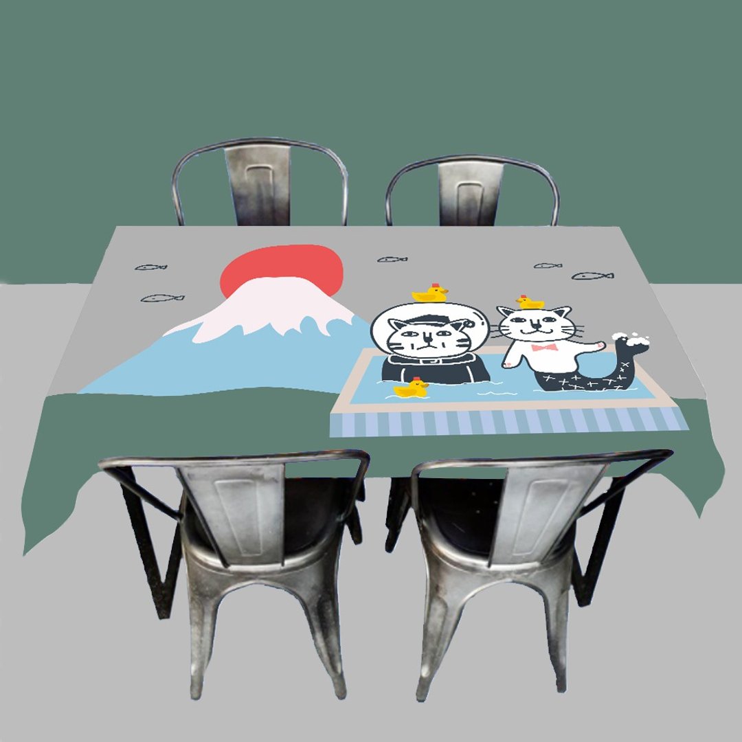 猫 富士山 壁纸 露营 - 餐垫/桌巾 - 棉 多色
