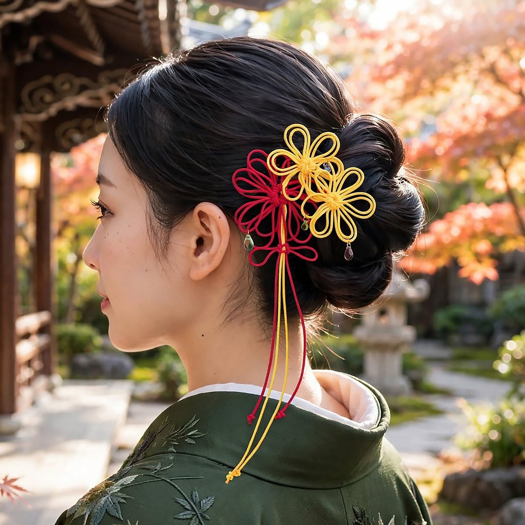 装饰结簪子 ほのか【轻量】适合浴衣、和服及正式场合的和风发型。 - 发饰 - 聚酯纤维 红色