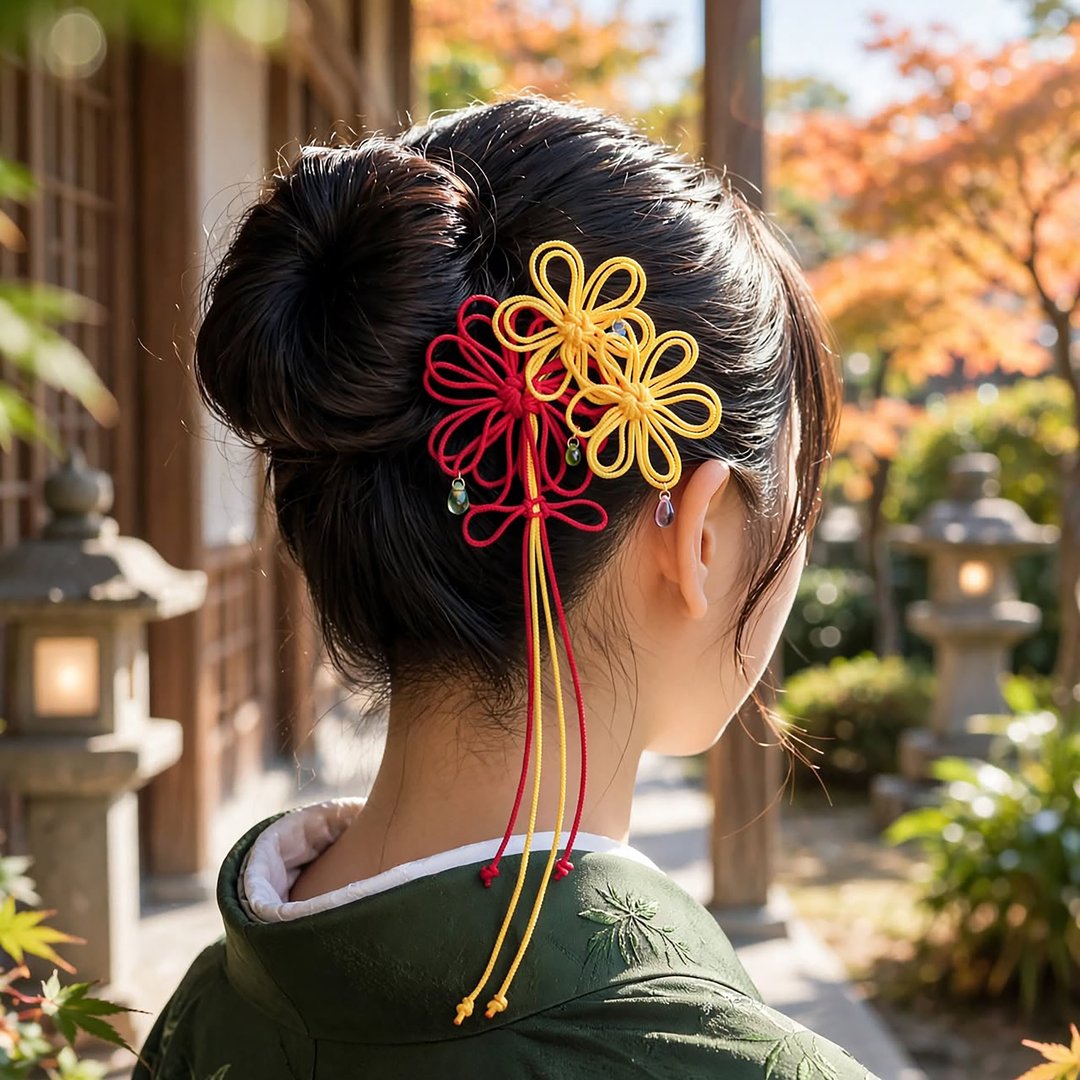 装饰结簪子 ほのか【轻量】适合浴衣、和服及正式场合的和风发型。 - 发饰 - 聚酯纤维 红色