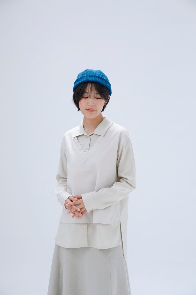 那天微凉清晨两件式搭配衬衫-温牛奶(米)/上班衬衫/微正式 - 女装衬衫 - 棉．麻 白色