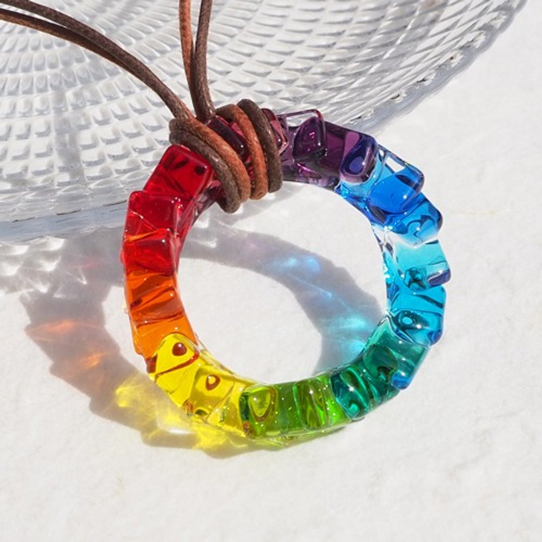 【Rainbow】【Special】玻璃螺旋彩虹项链【接单制作】 - 项链 - 玻璃 多色