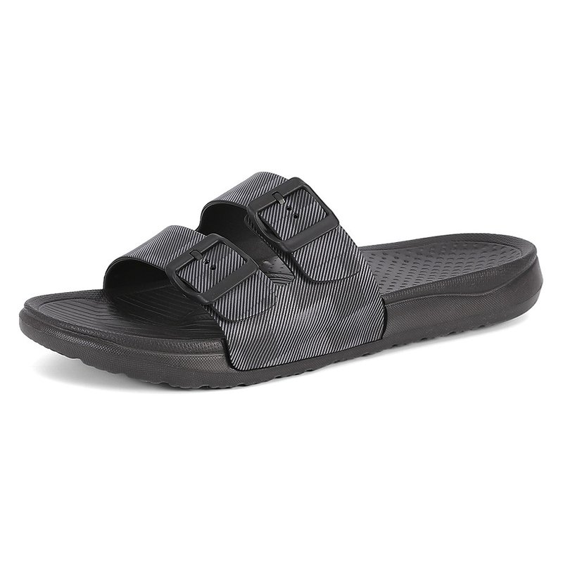 【ATTA】双带足弓均压拖鞋-黑 - 拖鞋 - 塑料 黑色