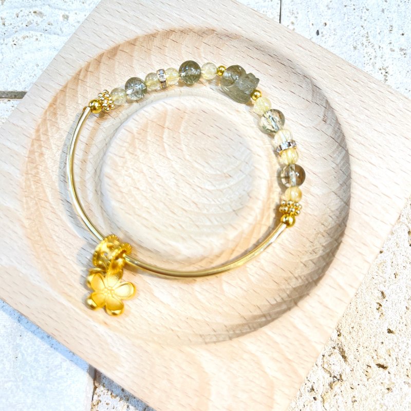 满满系列-有钱花 招财 贵人  金发晶 绿发晶貔貅 - 手链/手环 - 水晶 多色