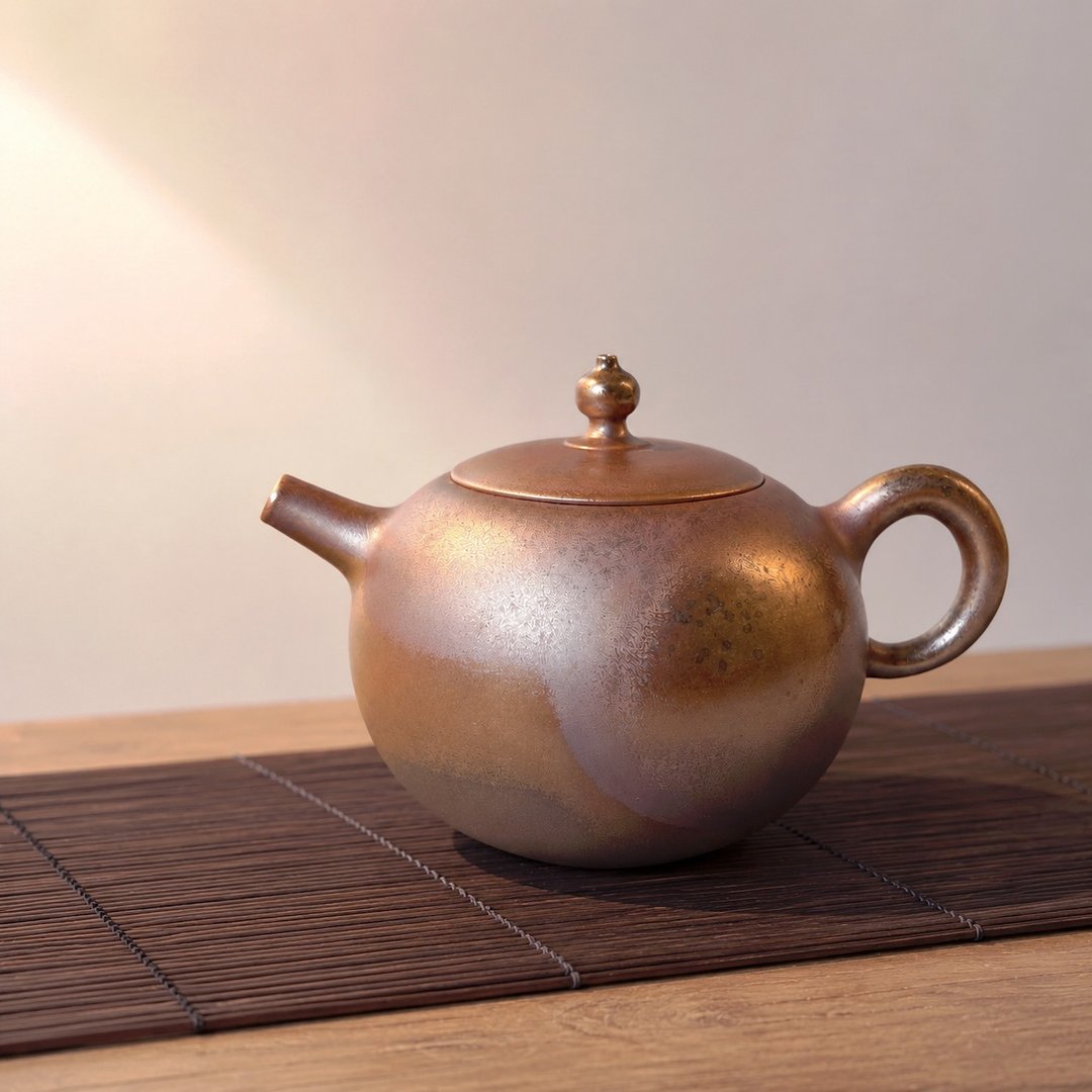 柴烧玫瑰金彩西施茶壶 / 350cc / 小平凡手作 - 茶具/茶杯 - 陶 