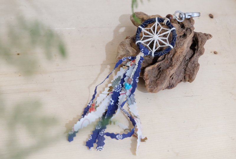 和风麻の叶捕梦网匙扣 - 深蓝 - 钥匙链/钥匙包 - 棉．麻 蓝色