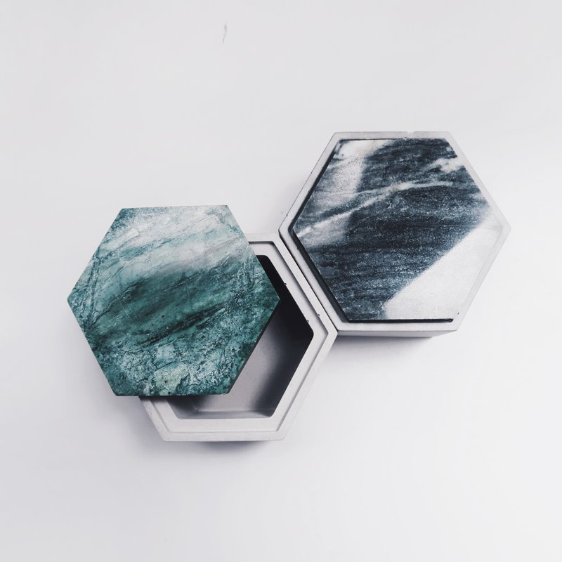 THE ROCK 云岩 | 六角大理石盖水泥收纳盒・置物盒・零钱盒 - 收纳用品 - 石头 灰色
