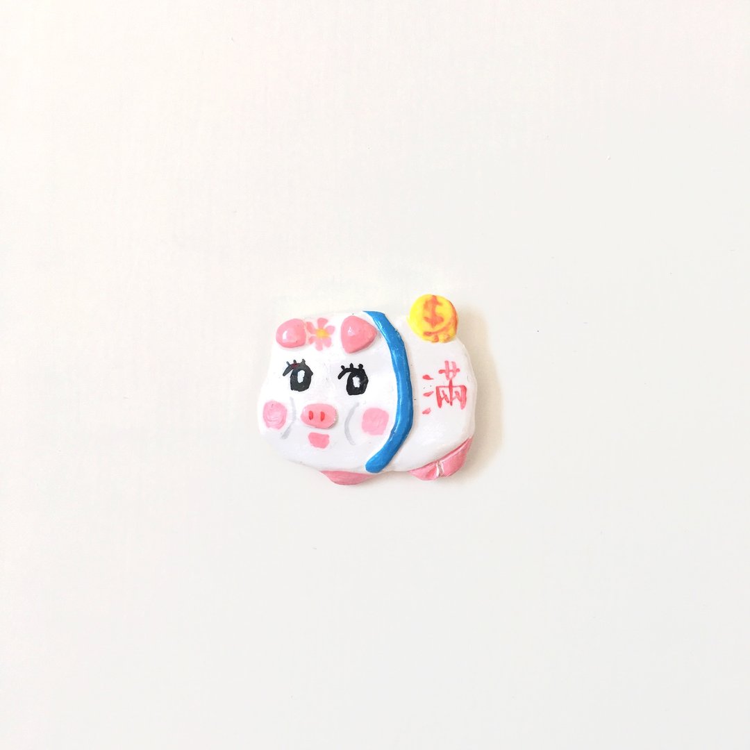 猪仔钱罂别针 （可改制成磁石） - 胸针 - 粘土 