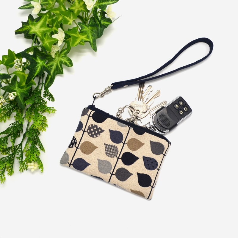 叶子拉链钥匙包 零钱包 - 钥匙链/钥匙包 - 棉．麻 蓝色