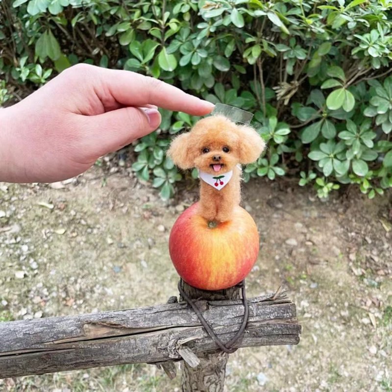 定制 逼真犬 毛孩 宠物 泰迪 羊毛毡 娃娃 似颜绘 纪念 狗狗 #8 - 玩具 - 羊毛 多色