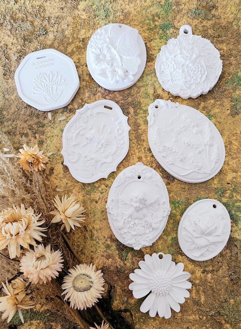 扩香石挂牌 石膏彩绘 材料包 含颜料画笔 立体浮雕画 DIY手作活动 - 香薰/精油/线香 - 其他材质 