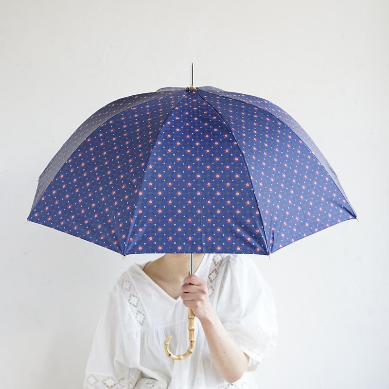 竹把 UV防护手开式长伞 花 紫外线99.9%防护 晴雨两用 日伞 - 雨伞/雨衣 - 防水材质 蓝色