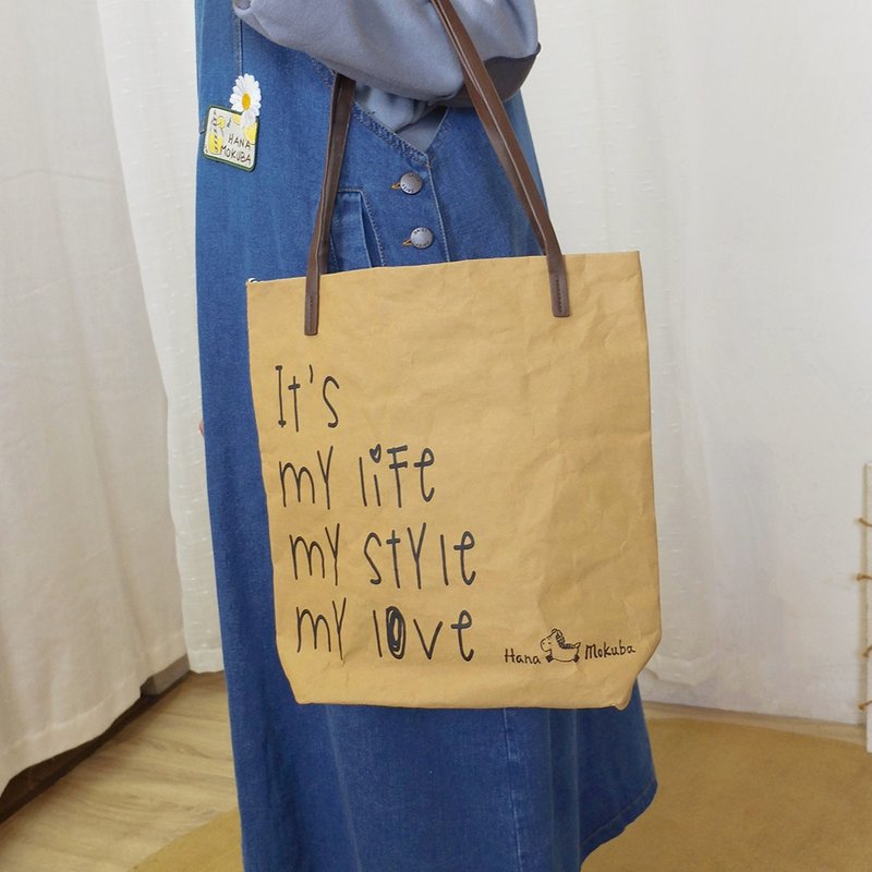 Hana Mokuba 字母印花牛皮纸侧背包 - 手提包/手提袋 - 其他材质 