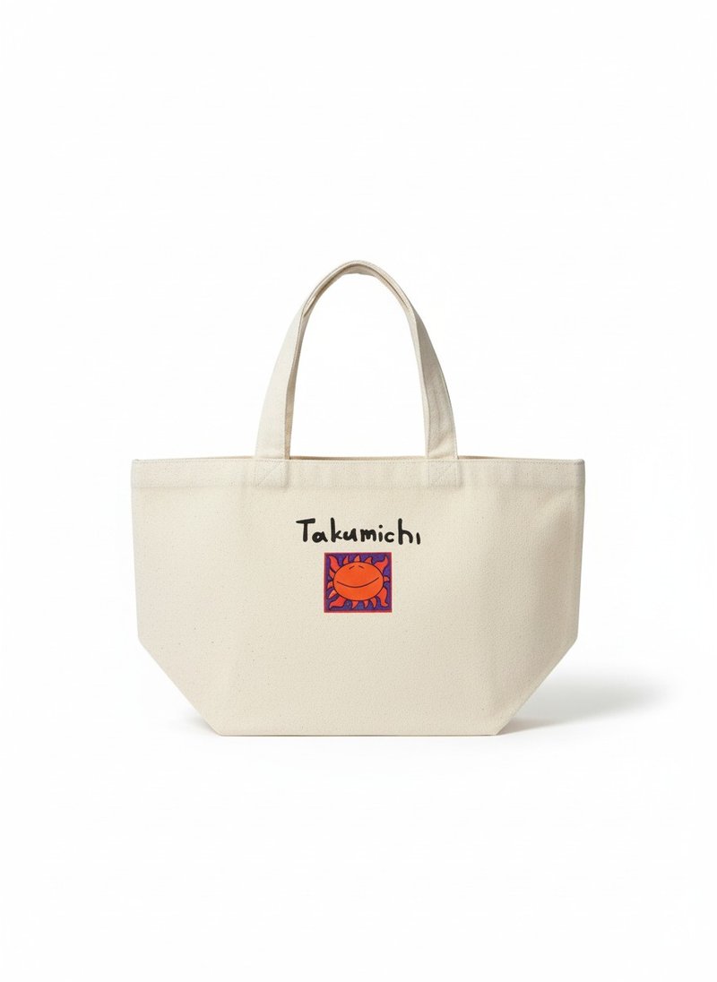 TAKUMICHI 生活里的小角色 托特包－微笑的太阳 - 手提包/手提袋 - 棉．麻 白色