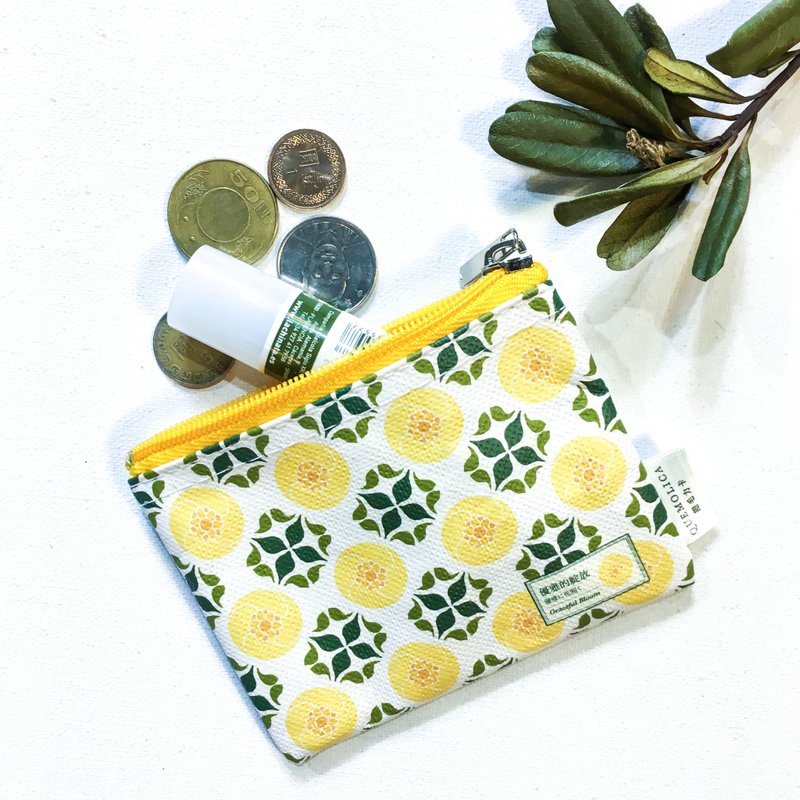 优雅绽放 零钱包 钥匙包 卡片收纳包 - 化妆包/杂物包 - 棉．麻 黄色