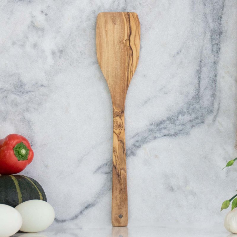 轻食平头橄榄木锅铲30厘米 平板型料理铲系列 - 汤勺/锅铲 - 木头 咖啡色