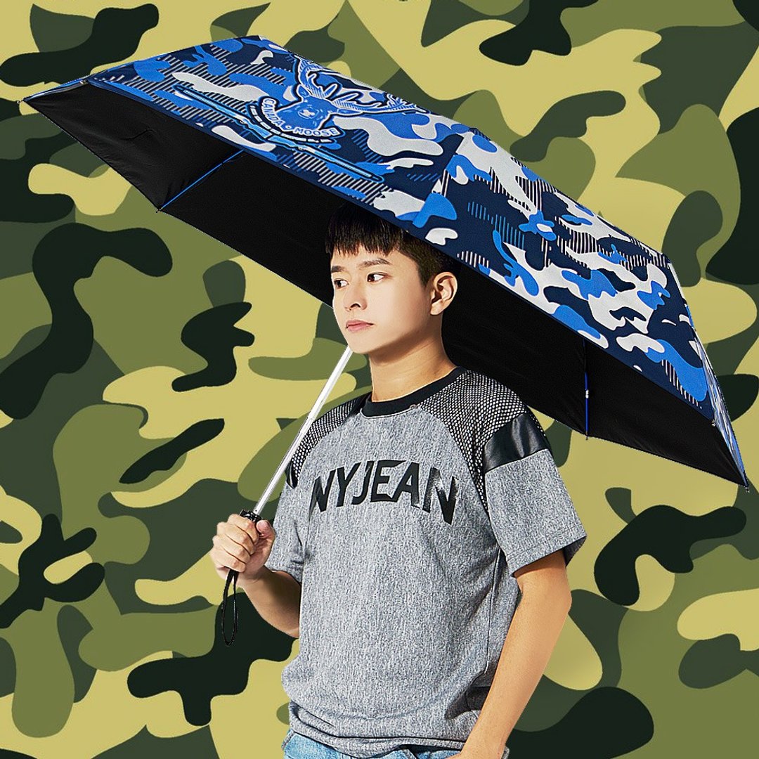 TDN迷彩麋鹿降温13度黑胶自动开收伞雨伞防风抗UV自动伞(海军蓝) - 雨伞/雨衣 - 防水材质 蓝色