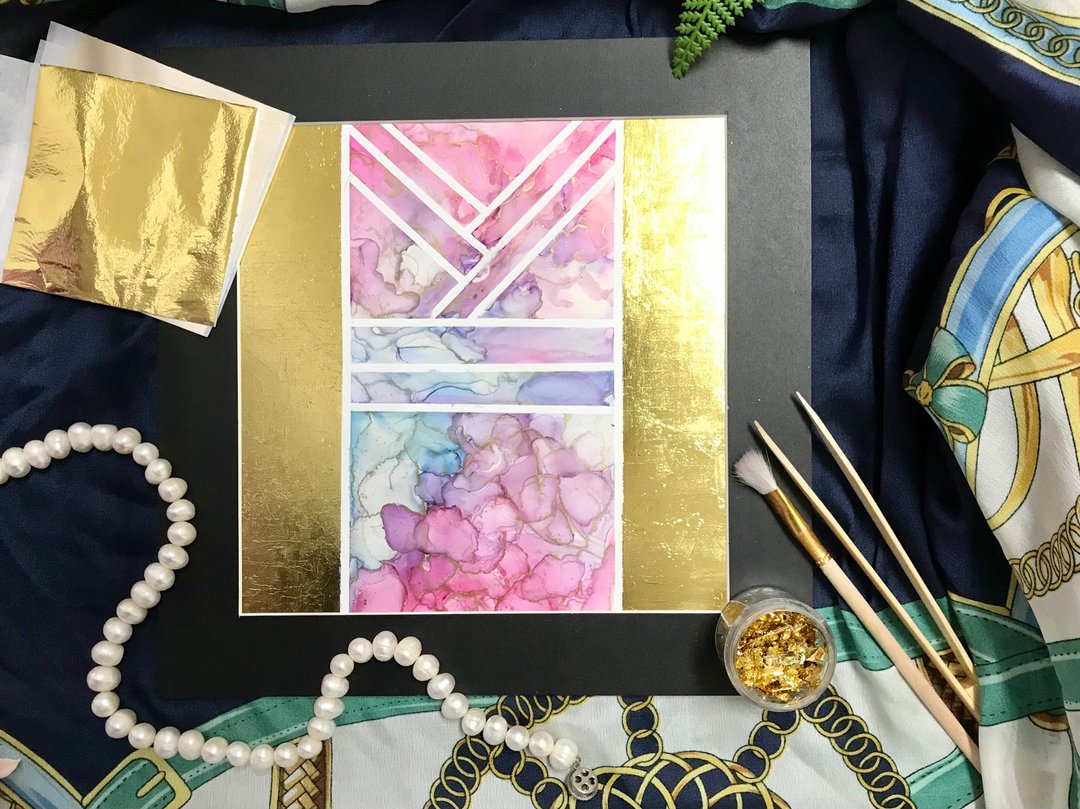 金箔酒精流动画–和服金箔花色设计【二人成团】请先确认时间下单 - 插画/绘画/写字 - 纸 