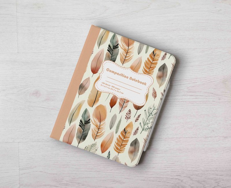 羽毛笔记本风格iPad壳笔槽翻盖式保护套Air 6 mini 6 Pro 13 2024 - 平板/电脑保护壳 - 塑料 多色