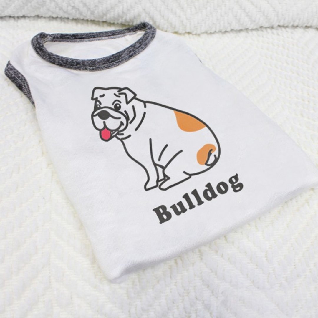 [毛孩姓名订做款] 英国斗牛犬 English Bulldog 反光衣(毛孩款) - 衣/帽 - 棉 白色