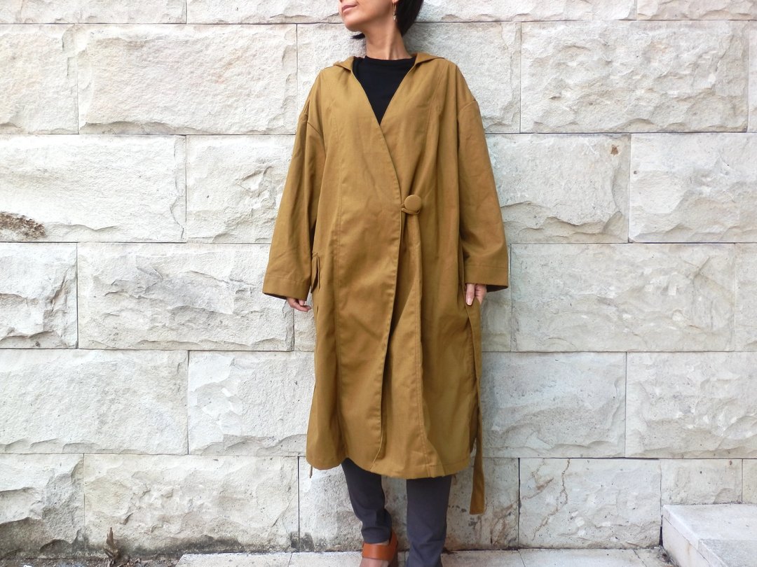 Cotton canvas Half coat / mustard yellow - 女装休闲/机能外套 - 棉 咖啡色