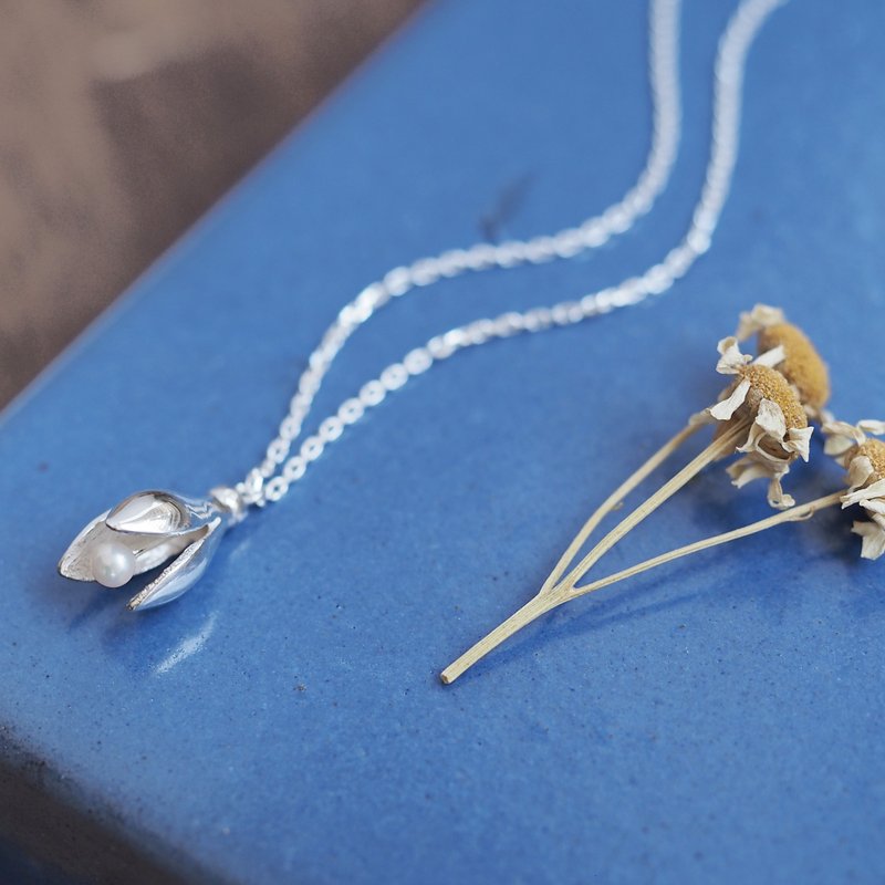 Dried flower necklace Silver 925 - 项链 - 其他金属 银色