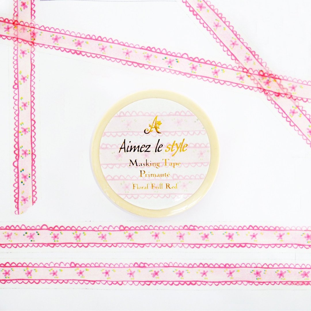 Aimez le style纸胶带-花纹饰边-粉红<A01436> - 纸胶带 - 纸 多色