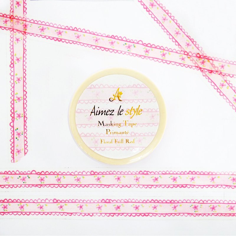 Aimez le style纸胶带-花纹饰边-粉红<A01436> - 纸胶带 - 纸 多色