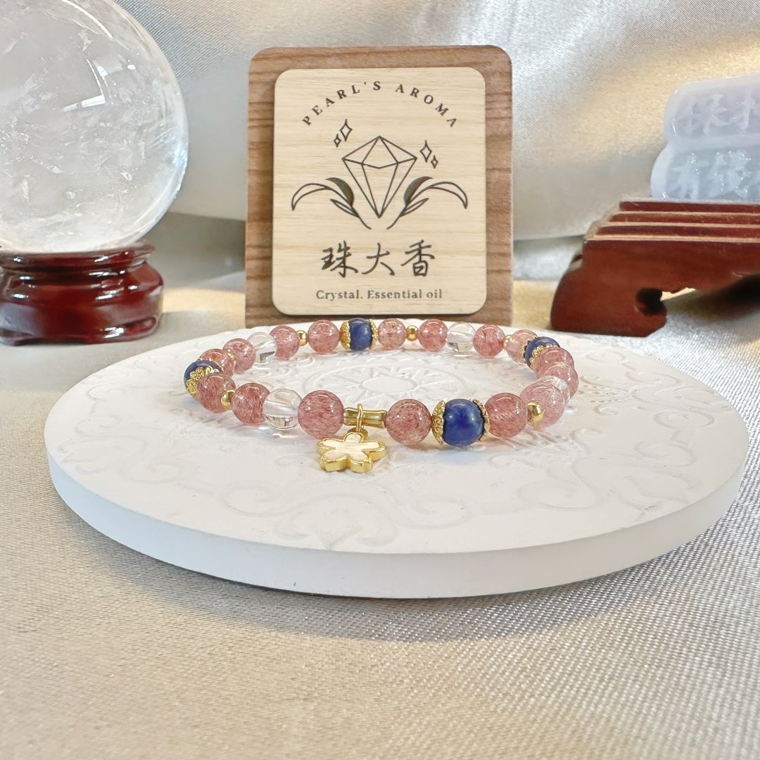 花梦之歌 草莓晶・苏打石・白水晶手链 双鱼座星座设计 - 手链/手环 - 水晶 多色