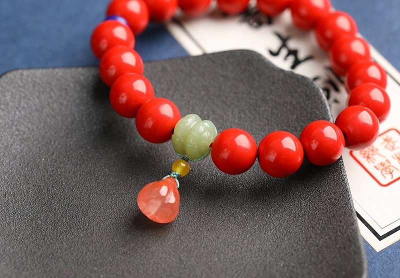 天然原矿朱砂精品红砂单圈手链 规格10mm左右 - 手链/手环 - 宝石 