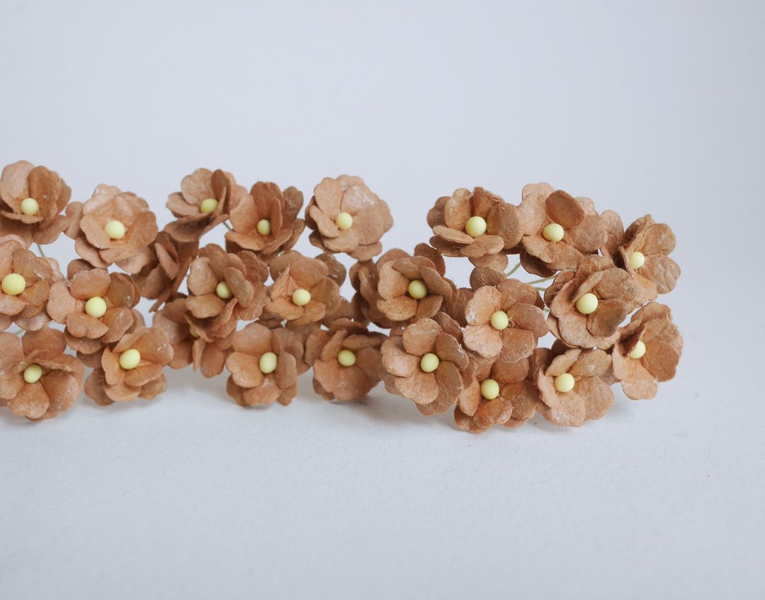 纸花，100 朵DIY用品，绣球花纸，尺寸1.5厘米，棕 - 其他 - 纸 咖啡色
