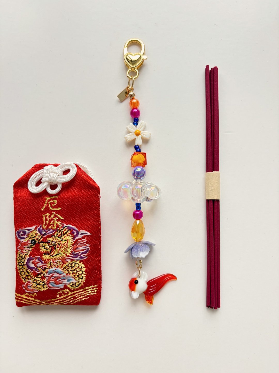 日式金鱼 挂包 吊饰 手机链 花潮流 y2k - 吊饰 - 其他金属 多色