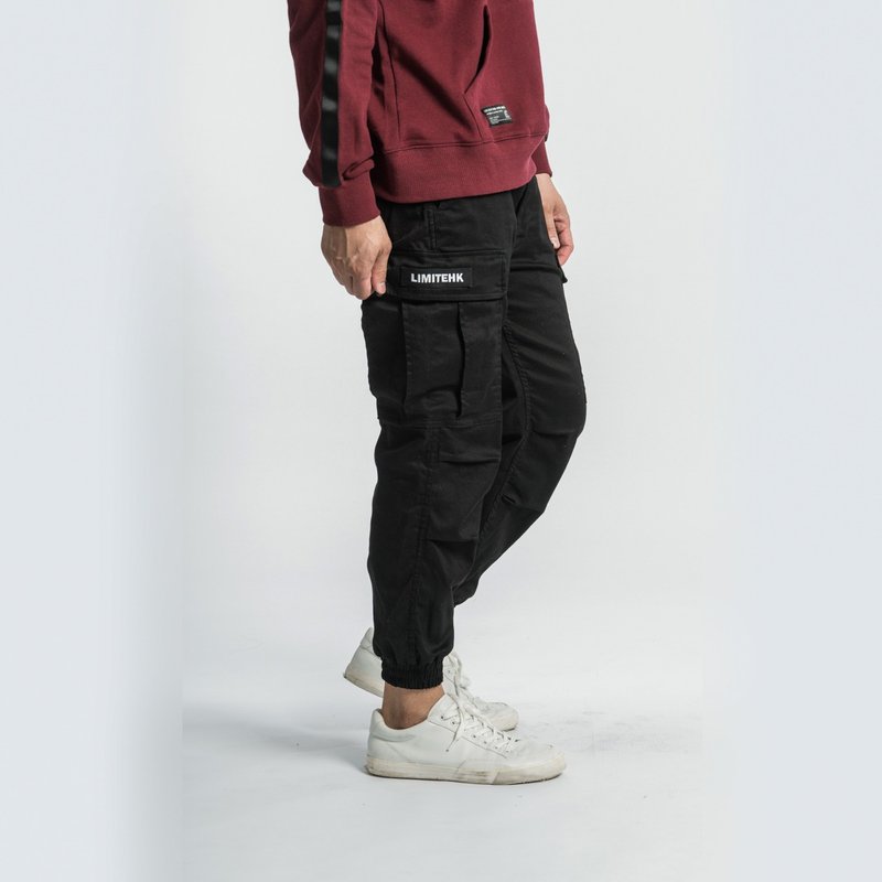 L.I.M.I.T.E - 男装脾袋束脚裤 - 男士长裤 - 棉．麻 黑色
