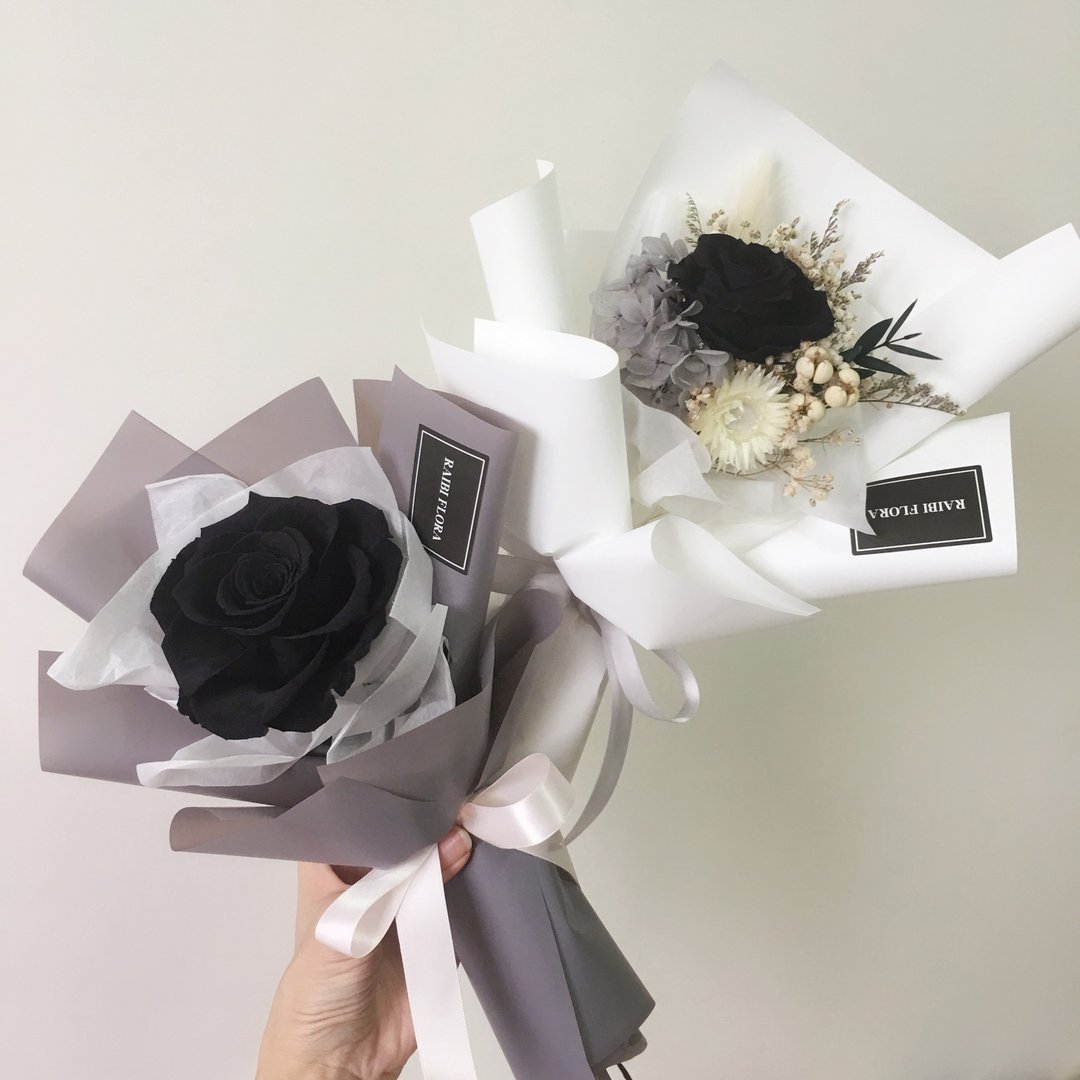 独特永生黑玫瑰 单支花束/ 生日花束 情人节花束 告白花束 干燥花 - 干燥花/捧花 - 植物．花 