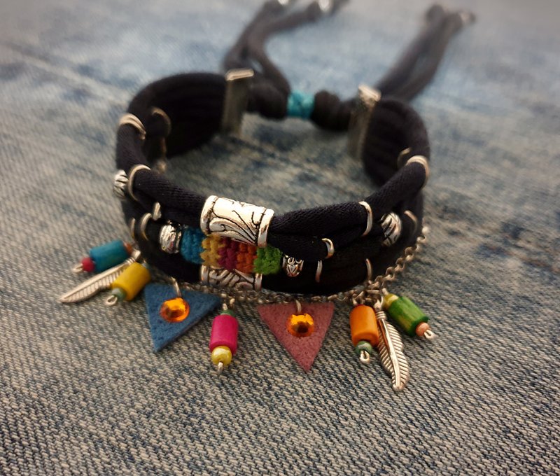 Adjustable Textile Bracelet Bohemian Style Boho Festival Jewelry - 手链/手环 - 棉．麻 多色