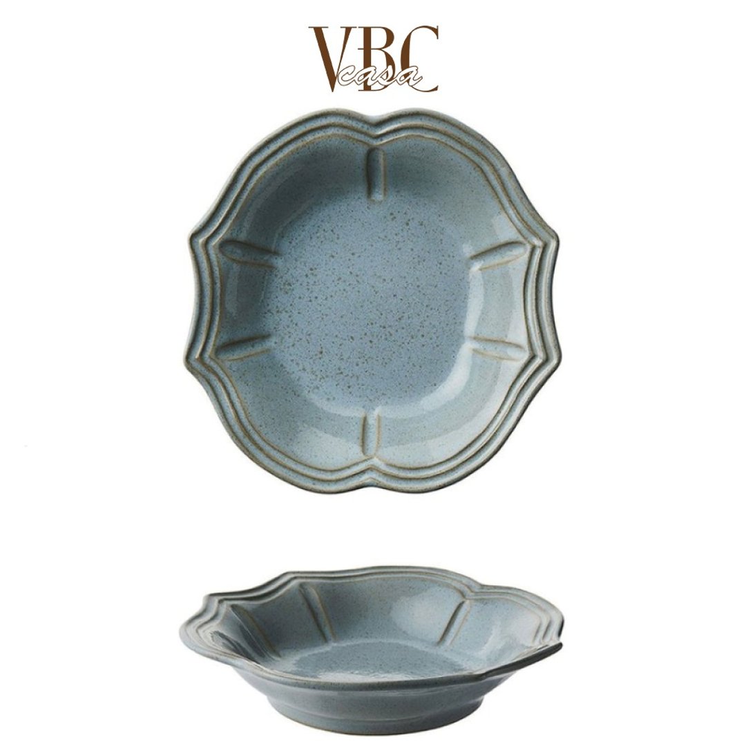 BTS柾国爱用款 意大利VBC casa FONDACO系列 24cm汤盘 复古灰蓝 - 盘子/餐盘/盘架 - 陶 蓝色