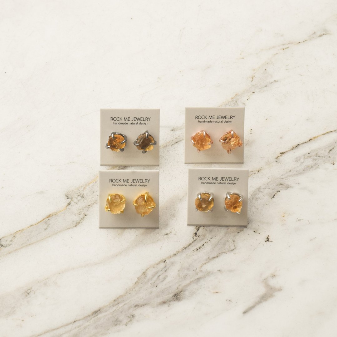 Small rough earrings - 耳环/耳夹 - 半宝石 银色