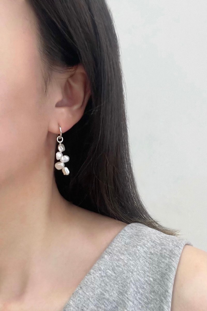 Lily Valley 希腊神话 | 手工串珠耳环 - 耳环/耳夹 - 半宝石 白色