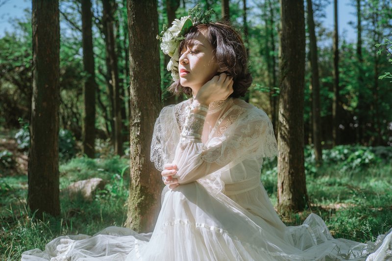 CreamyWhite 1970s古董婚纱_蕾丝斗篷(长袖) - 晚装/礼服 - 其他材质 白色