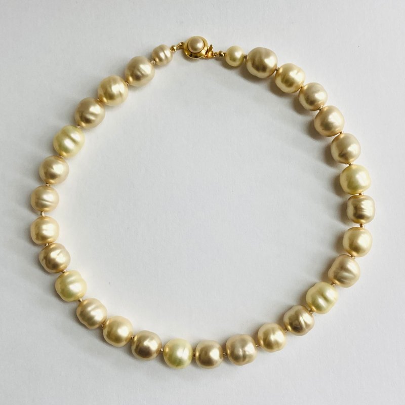 玻璃巴洛克珍珠全结珠项链 / 约13.5mm / 约47cm / 综合金mix / 日本制造 - 项链 - 玻璃 金色