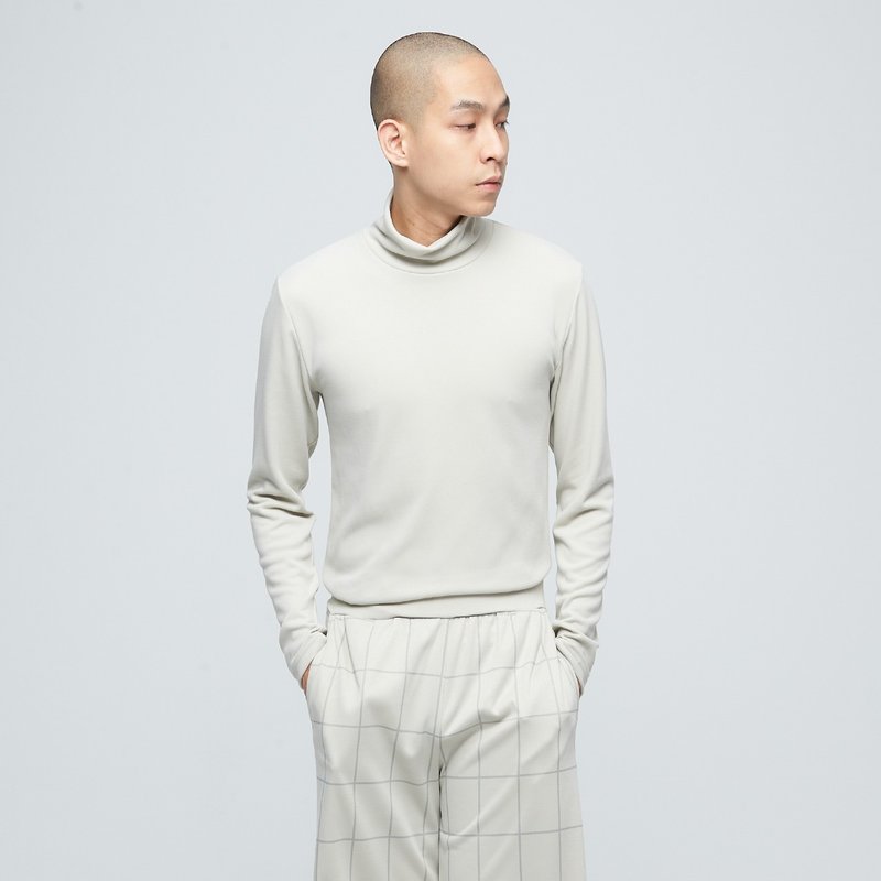 Reboot-简约高领上衣(中性)-灰毛柳 - 男装上衣/T 恤 - 聚酯纤维 灰色