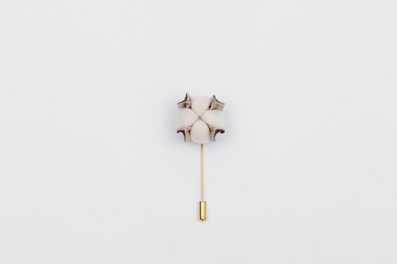 棉花  胸针 胸花 植物  手作 布艺 棉麻 设计 - 胸针 - 棉．麻 